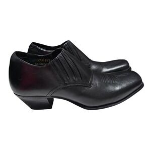 VINTAGE 90's Y2K Durango Western Black Leather Square Toe Ankle Booties Size 9